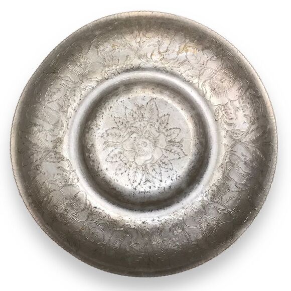 Vintage Wilson Metal Poppy Floral Hand Wrought Aluminum Bowl Brooklyn New York - Picture 6 of 16